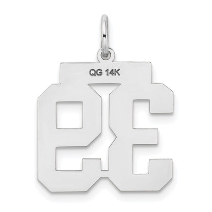 14k White Goldw Medium Satin Number 39 Charm