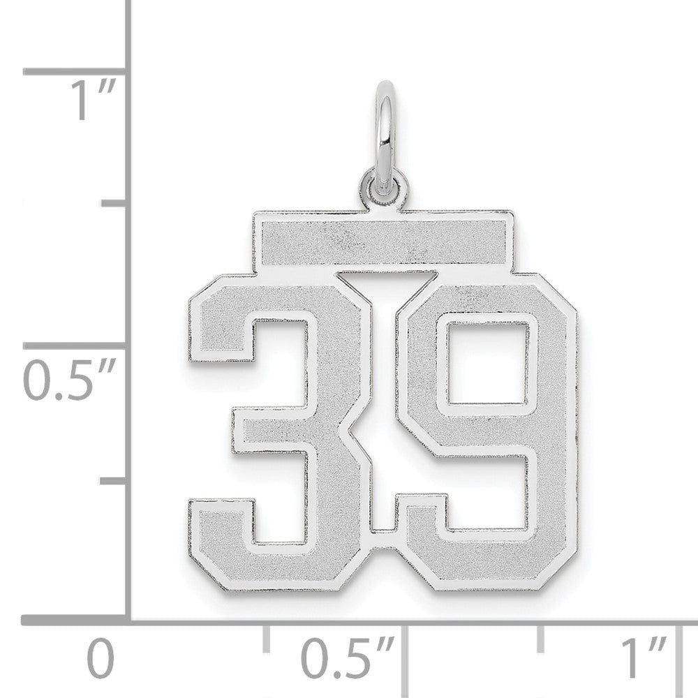 14k White Goldw Medium Satin Number 39 Charm