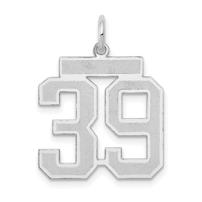 14k White Goldw Medium Satin Number 39 Charm