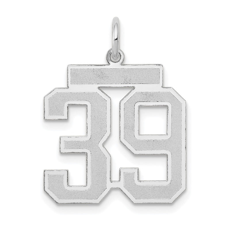 14k White Goldw Medium Satin Number 39 Charm