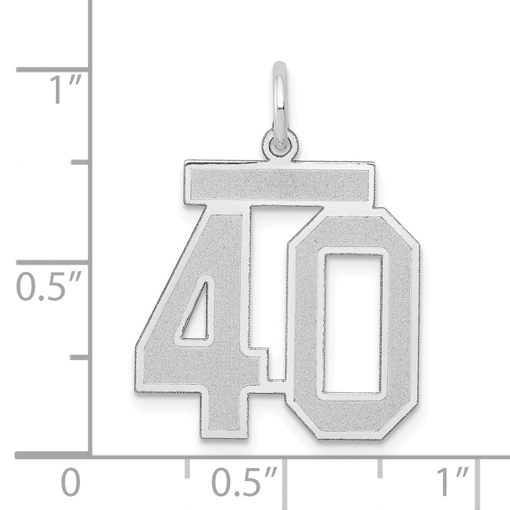 14k White Goldw Medium Satin Number 40 Charm