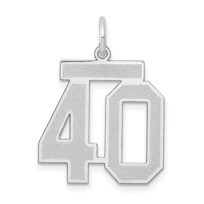 14k White Goldw Medium Satin Number 40 Charm