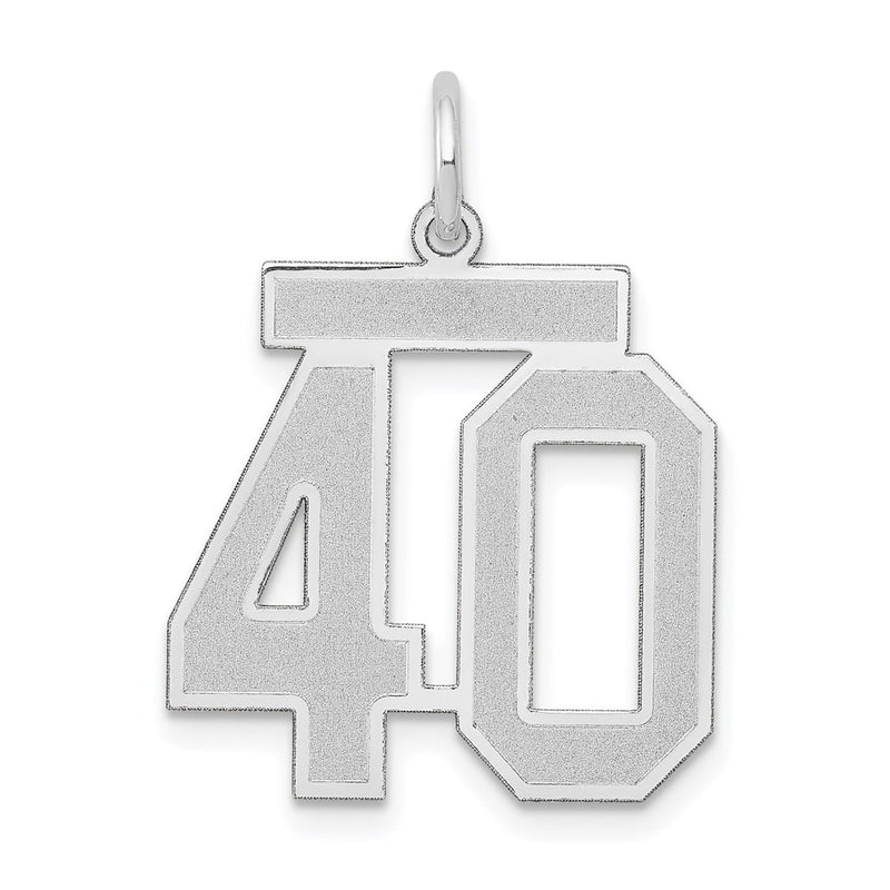 14k White Goldw Medium Satin Number 40 Charm