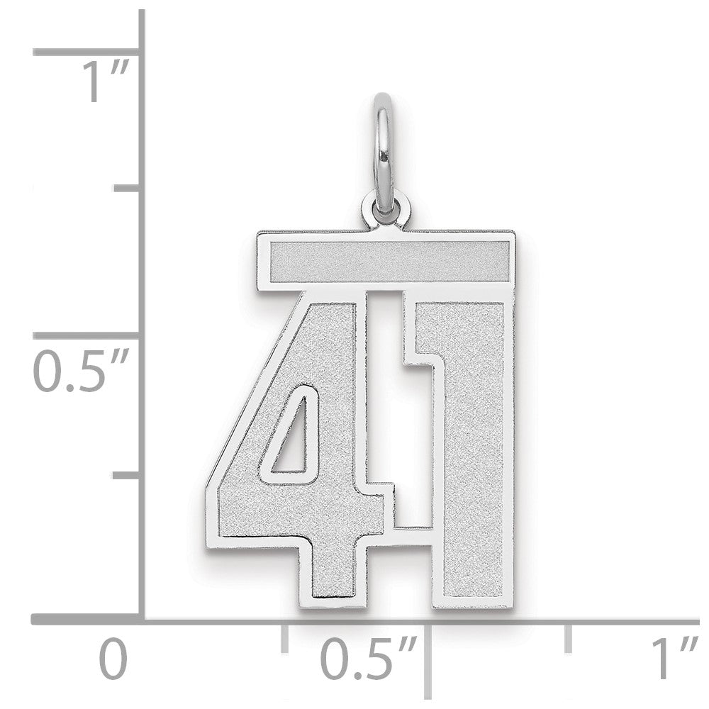 14k White Goldw Medium Satin Number 41 Charm