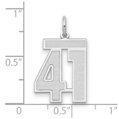 14k White Goldw Medium Satin Number 41 Charm