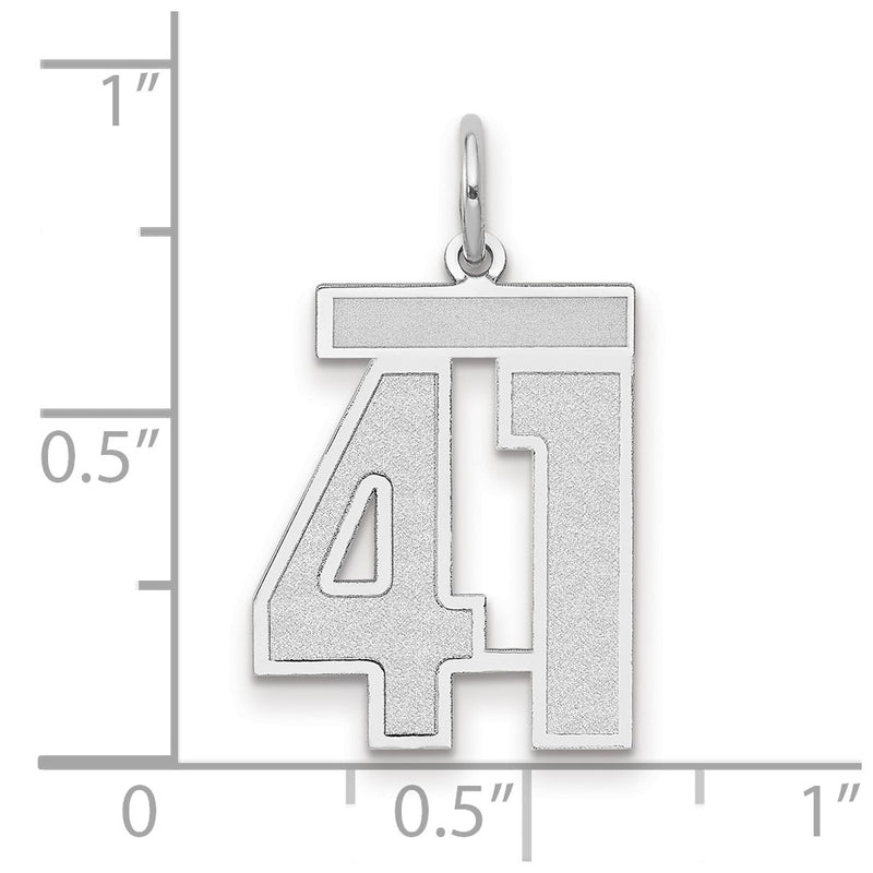 14k White Goldw Medium Satin Number 41 Charm