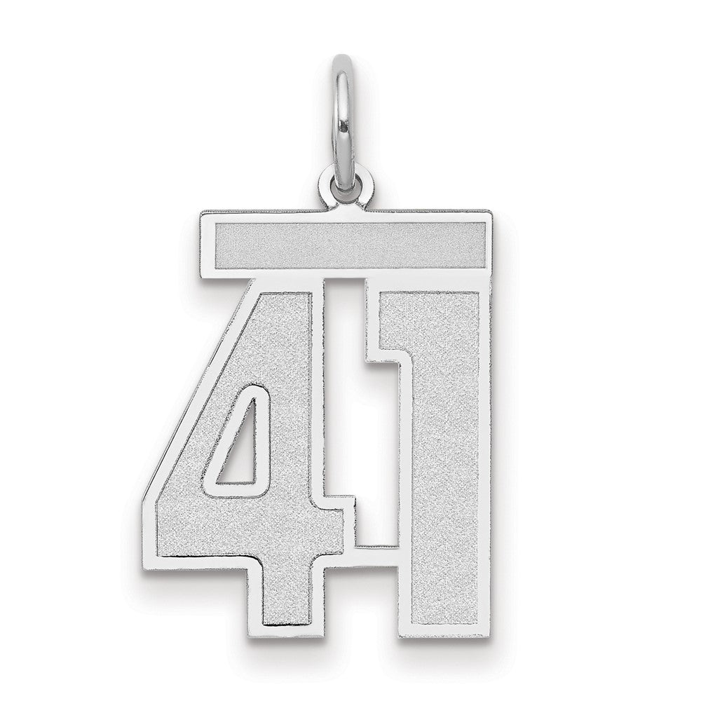 14k White Goldw Medium Satin Number 41 Charm