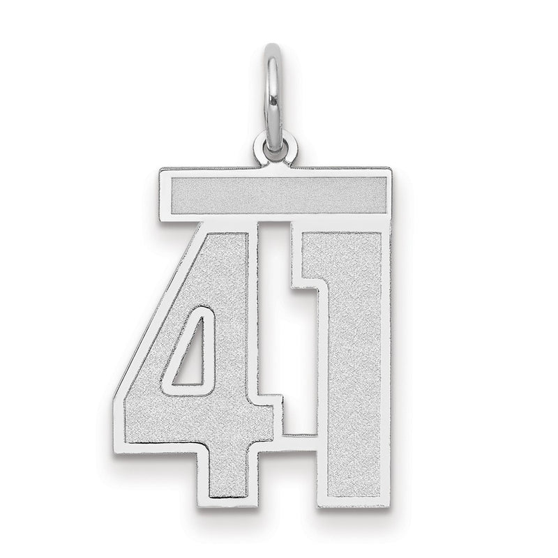 14k White Goldw Medium Satin Number 41 Charm