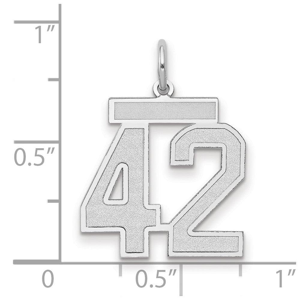 14k White Goldw Medium Satin Number 42 Charm