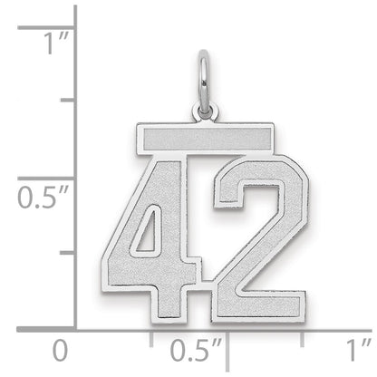 14k White Goldw Medium Satin Number 42 Charm
