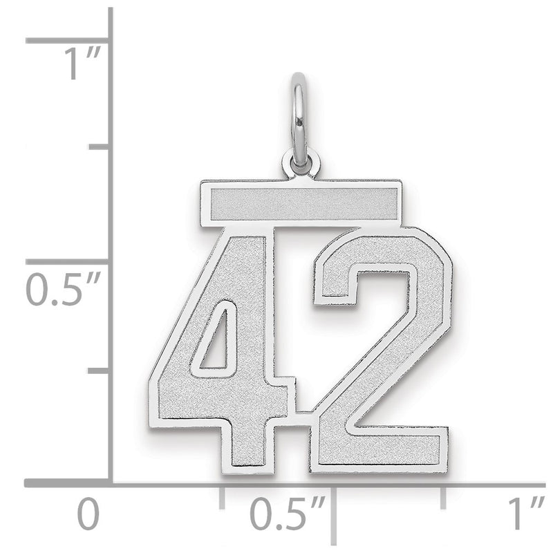 14k White Goldw Medium Satin Number 42 Charm