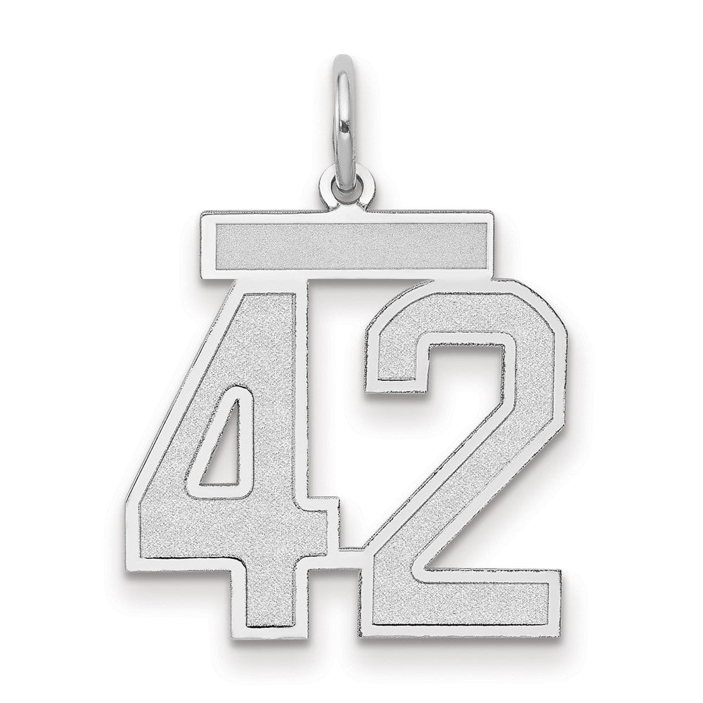 14k White Goldw Medium Satin Number 42 Charm