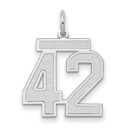 14k White Goldw Medium Satin Number 42 Charm