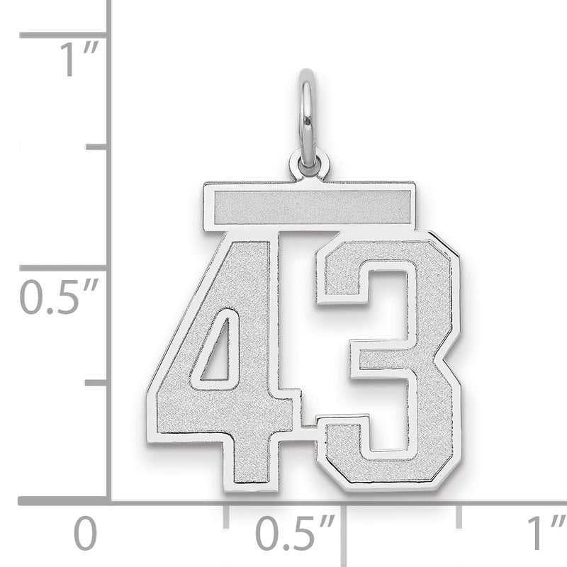 14k White Goldw Medium Satin Number 43 Charm