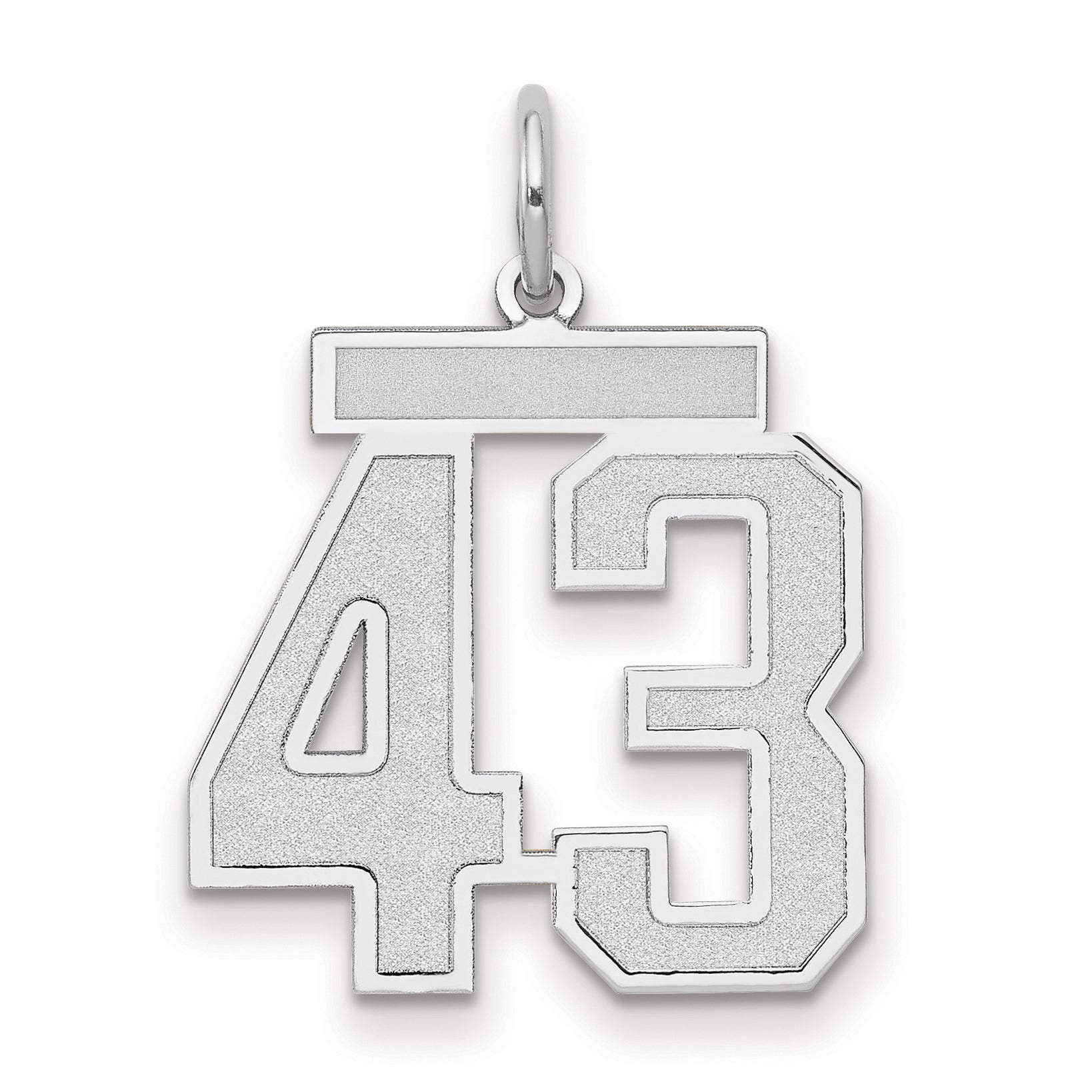 14k White Goldw Medium Satin Number 43 Charm