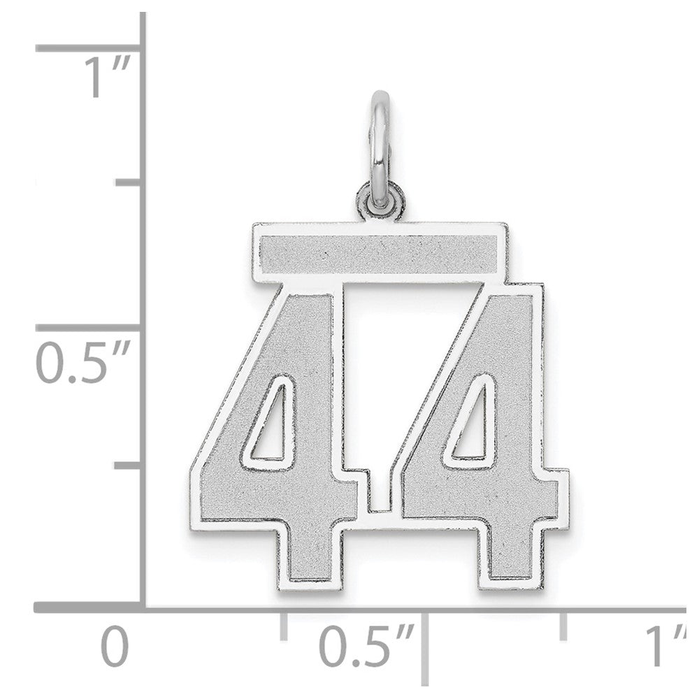 14k White Goldw Medium Satin Number 44 Charm