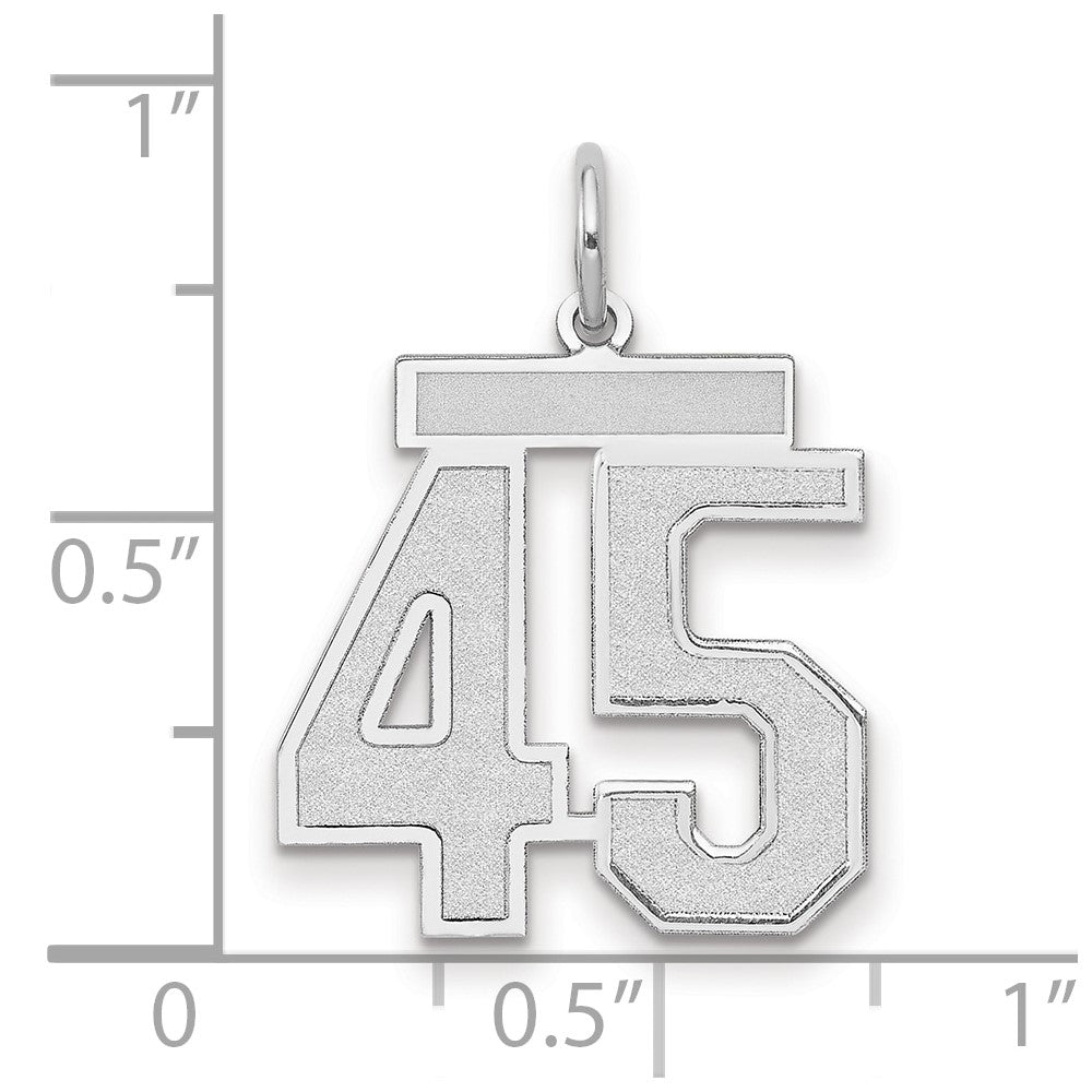 14k White Goldw Medium Satin Number 45 Charm