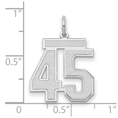 14k White Goldw Medium Satin Number 45 Charm