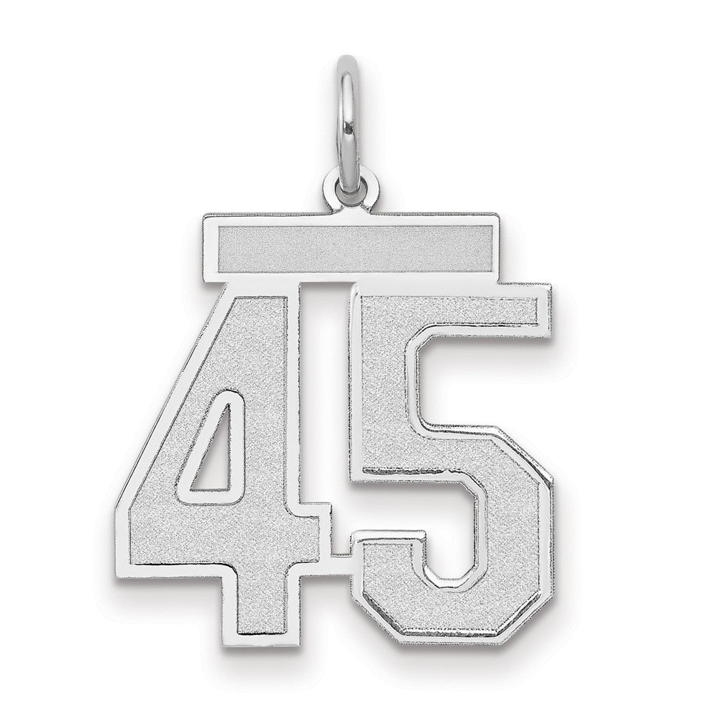 14k White Goldw Medium Satin Number 45 Charm