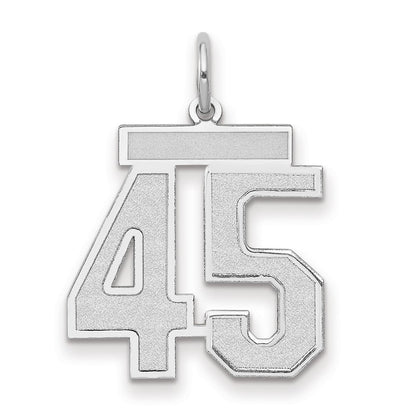 14k White Goldw Medium Satin Number 45 Charm
