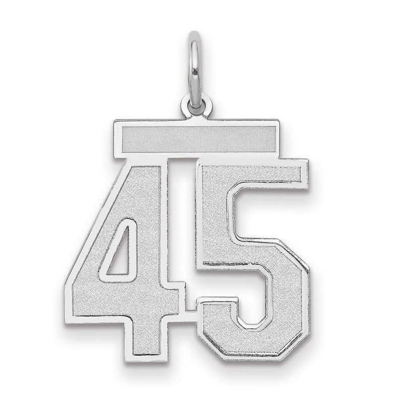 14k White Goldw Medium Satin Number 45 Charm