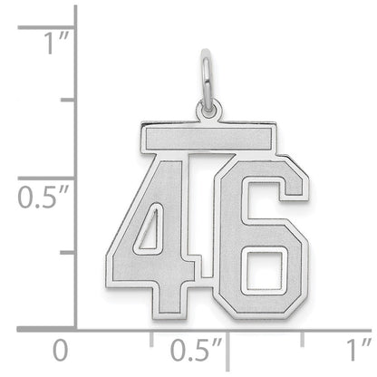 14k White Goldw Medium Satin Number 46 Charm