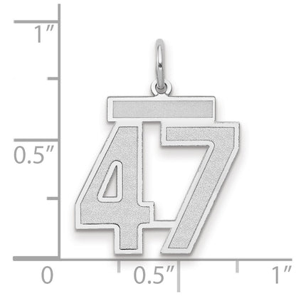 14k White Goldw Medium Satin Number 47 Charm
