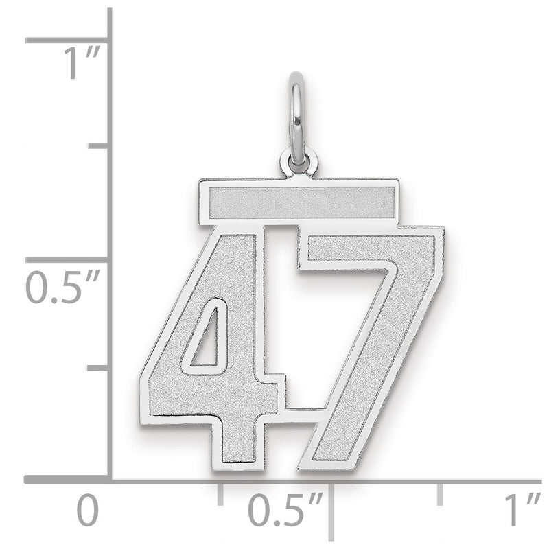 14k White Goldw Medium Satin Number 47 Charm