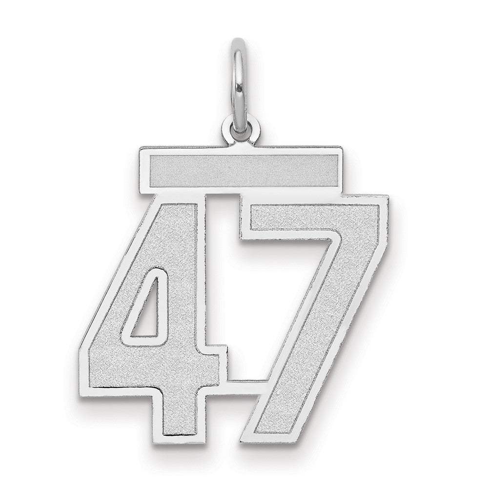 14k White Goldw Medium Satin Number 47 Charm