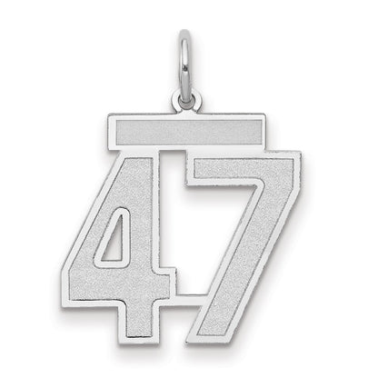 14k White Goldw Medium Satin Number 47 Charm