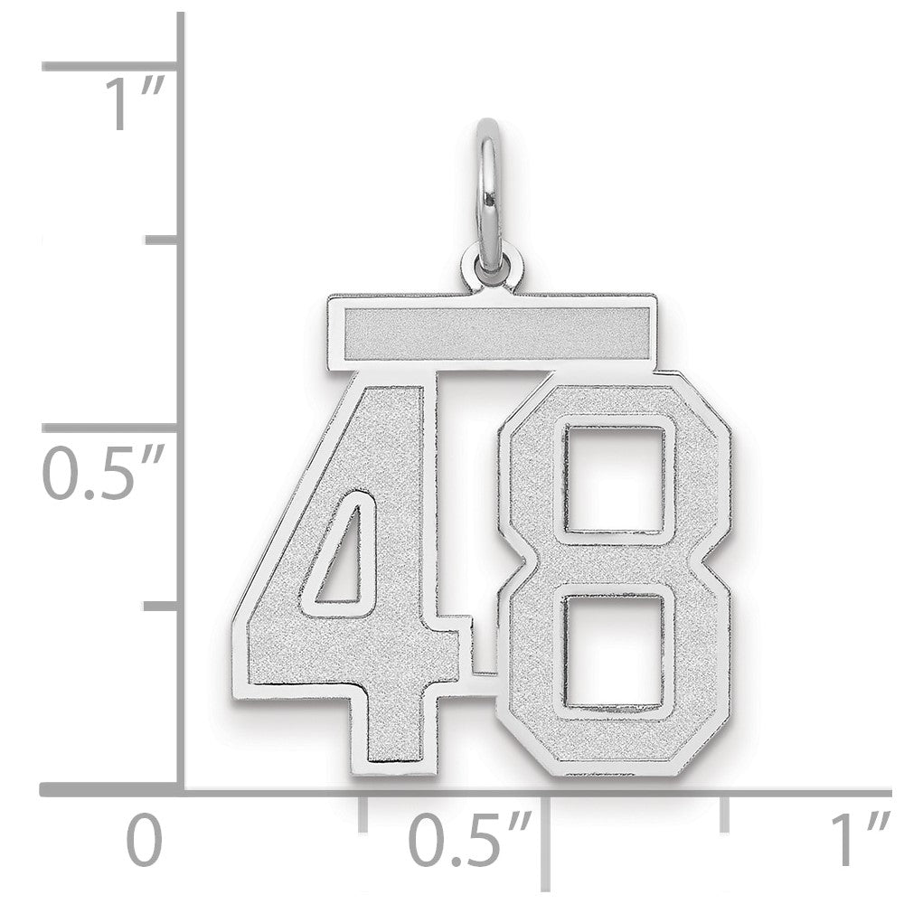 14k White Goldw Medium Satin Number 48 Charm