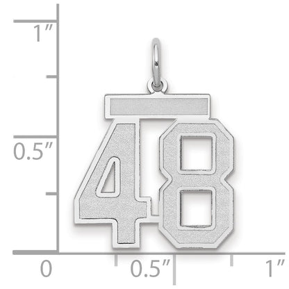 14k White Goldw Medium Satin Number 48 Charm