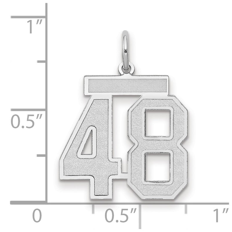 14k White Goldw Medium Satin Number 48 Charm