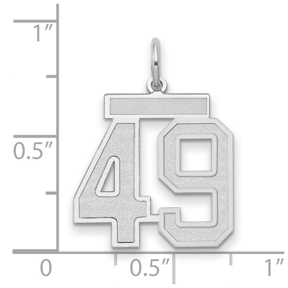14k White Goldw Medium Satin Number 49 Charm