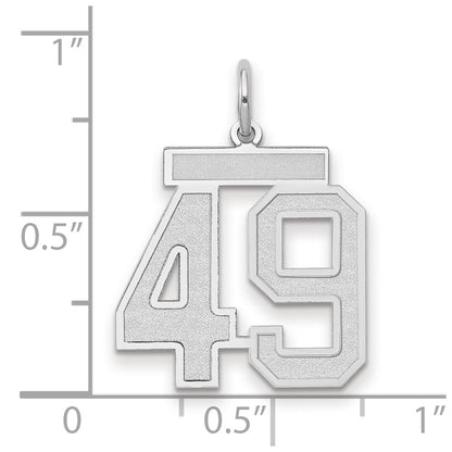 14k White Goldw Medium Satin Number 49 Charm