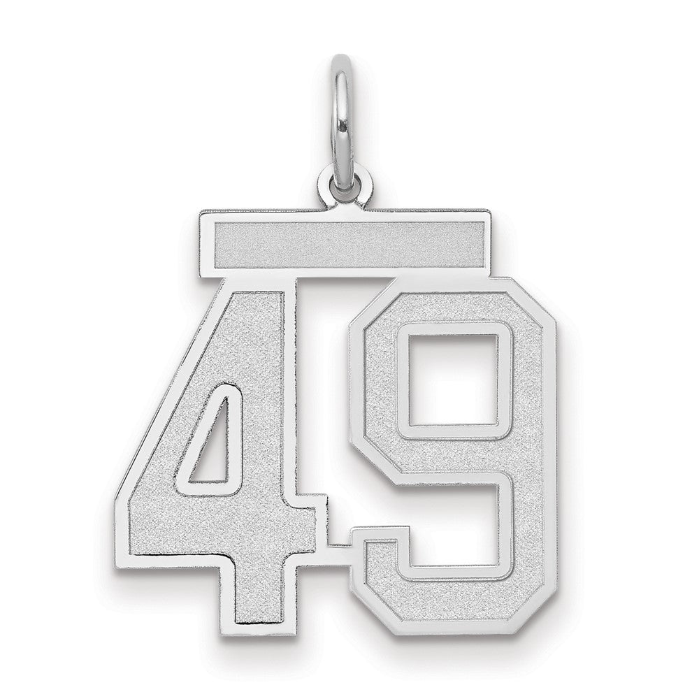 14k White Goldw Medium Satin Number 49 Charm