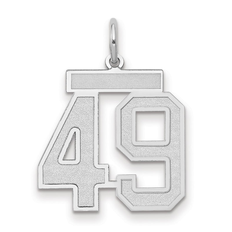 14k White Goldw Medium Satin Number 49 Charm