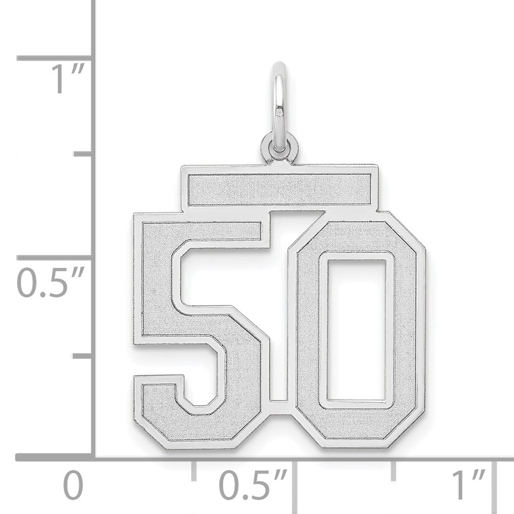 14k White Goldw Medium Satin Number 50 Charm