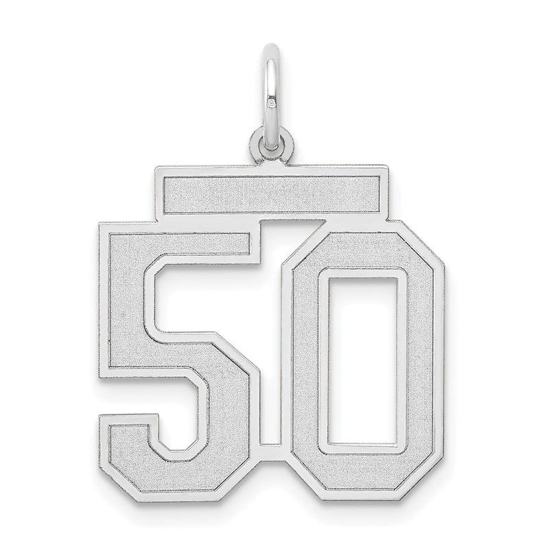 14k White Goldw Medium Satin Number 50 Charm
