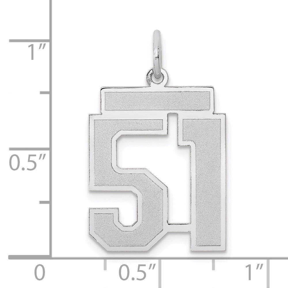 14k White Goldw Medium Satin Number 51 Charm