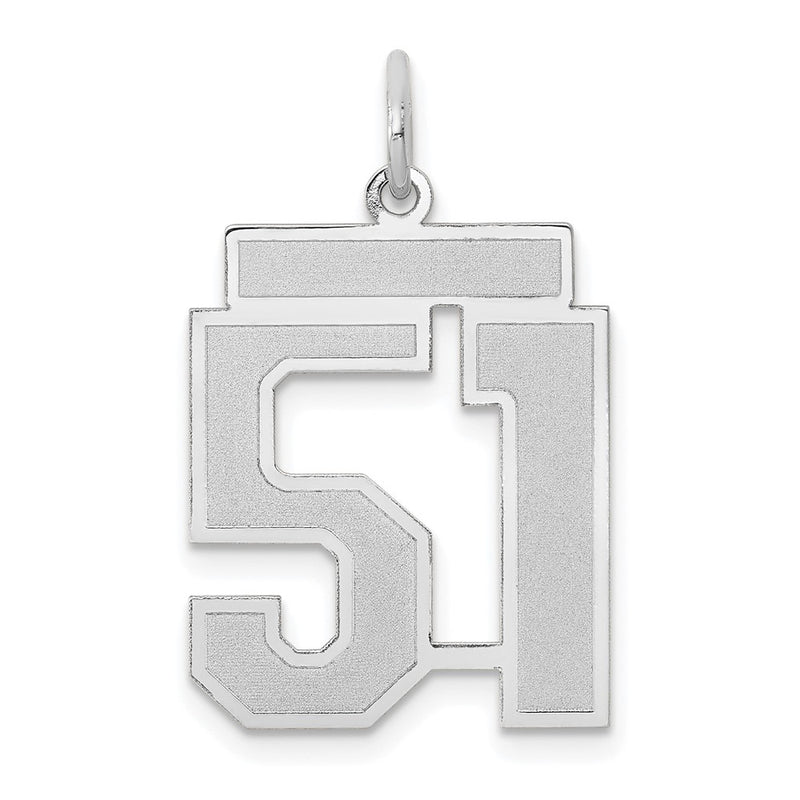 14k White Goldw Medium Satin Number 51 Charm