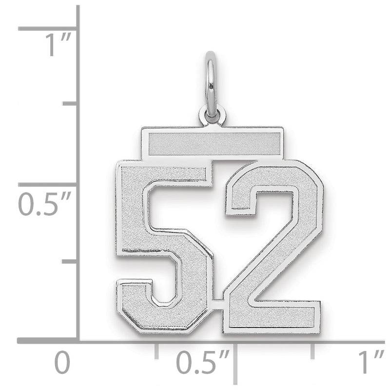 14k White Goldw Medium Satin Number 52 Charm