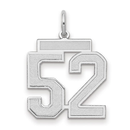 14k White Goldw Medium Satin Number 52 Charm