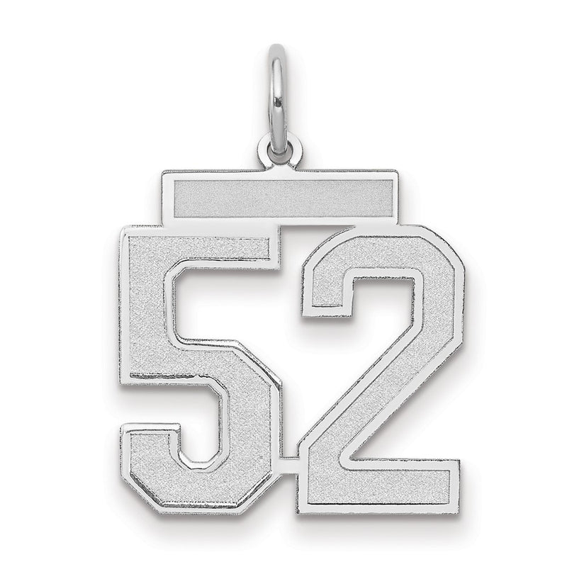14k White Goldw Medium Satin Number 52 Charm