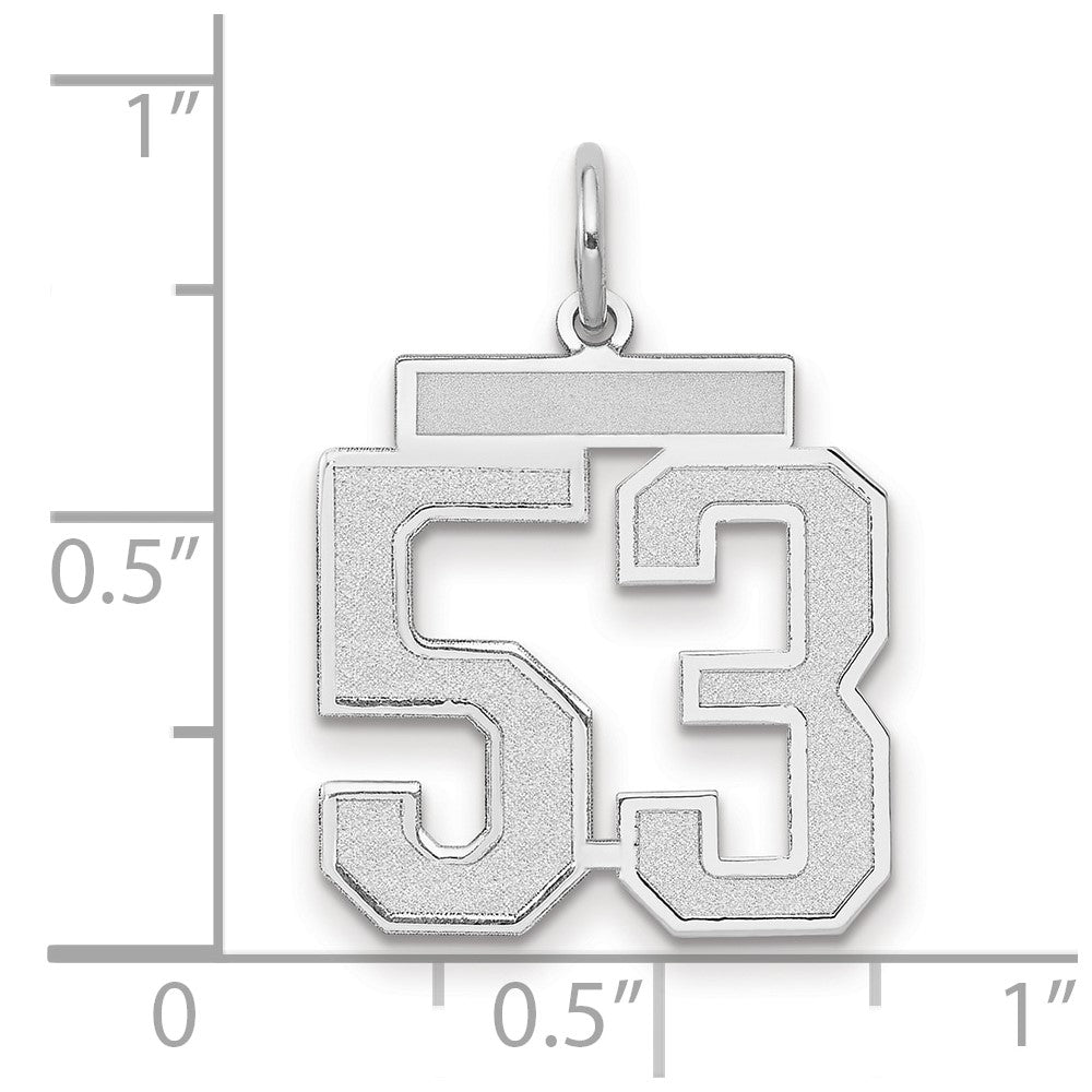 14k White Goldw Medium Satin Number 53 Charm