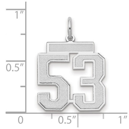 14k White Goldw Medium Satin Number 53 Charm
