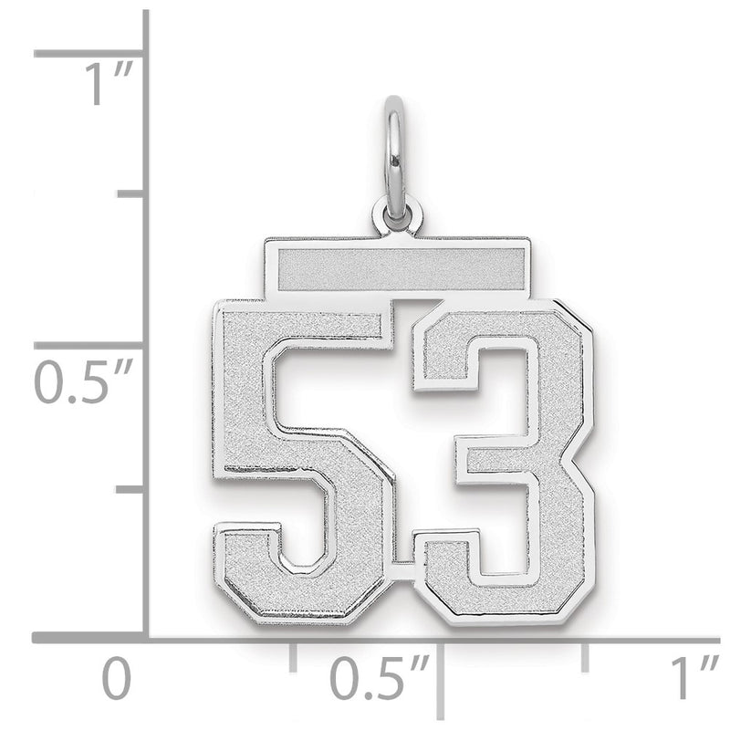 14k White Goldw Medium Satin Number 53 Charm