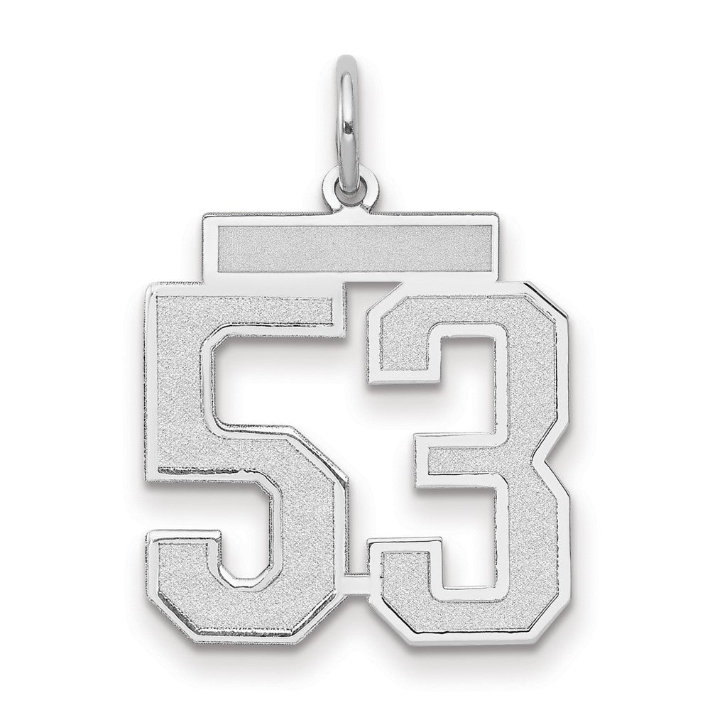 14k White Goldw Medium Satin Number 53 Charm