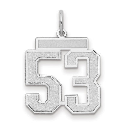 14k White Goldw Medium Satin Number 53 Charm