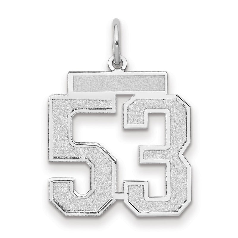14k White Goldw Medium Satin Number 53 Charm